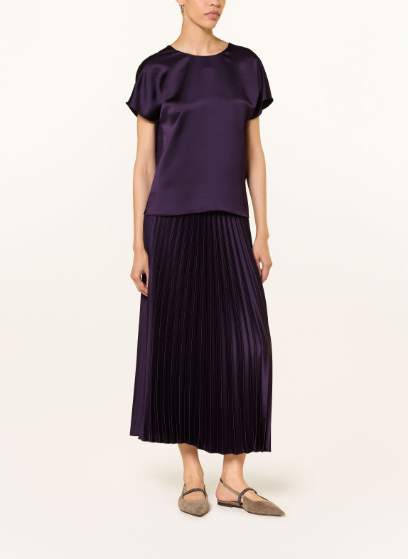 LUISA CERANO Bluse i satin MØRKELILLA