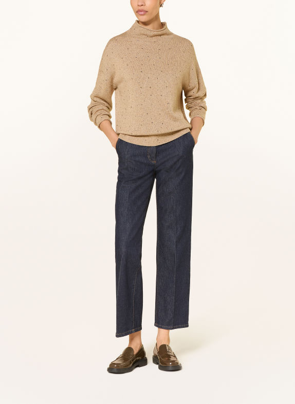 LUISA CERANO Pullover mit Schmucksteinen BEIGE