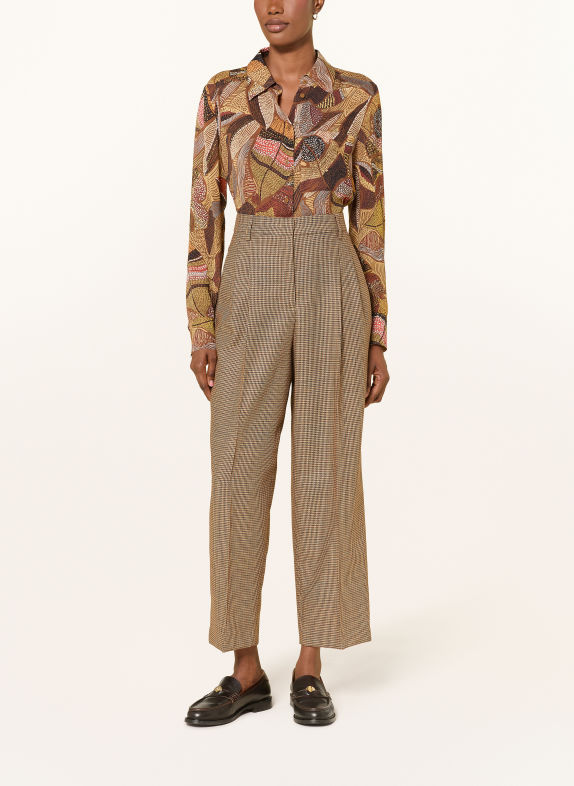 LUISA CERANO Satijnen overhemdblouse BEIGE / GEEL / ZWART