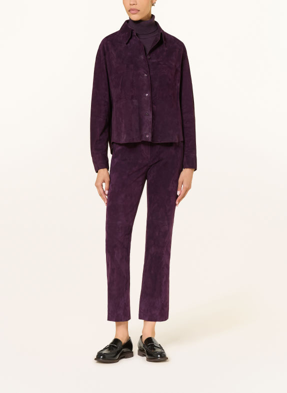 LUISA CERANO Leather Overshirt DARK PURPLE