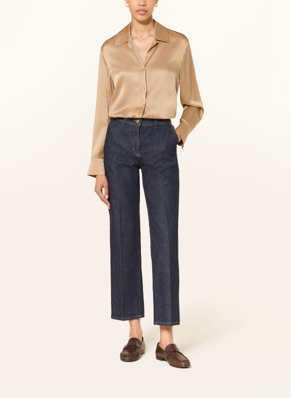 LUISA CERANO Satijnen blouse met zijde CAMEL