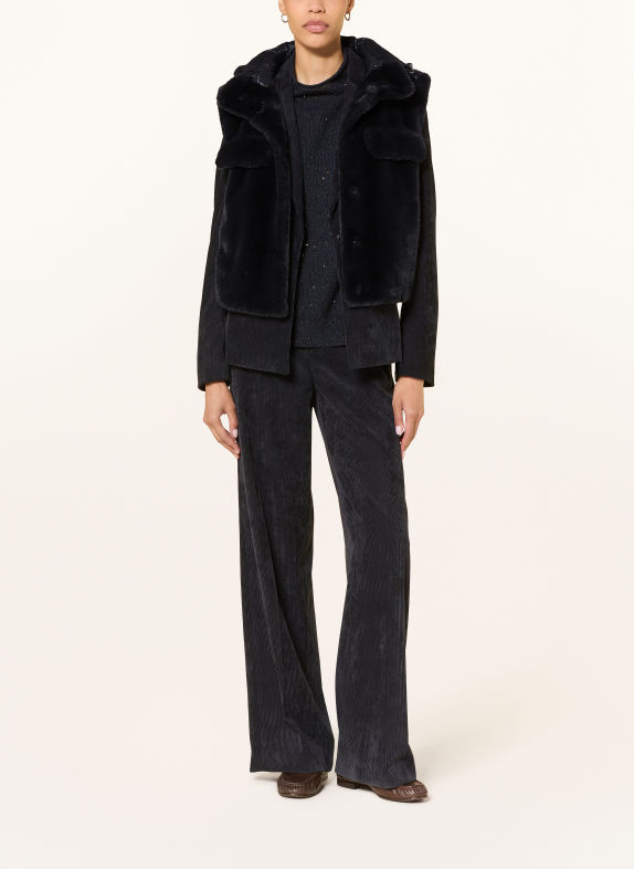 LUISA CERANO Faux Fur Vest DARK BLUE