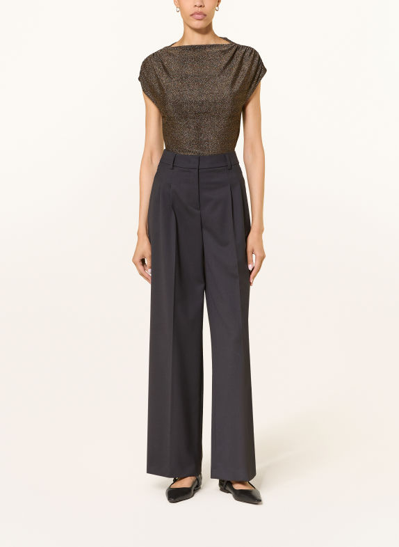 LUISA CERANO Shirt blouse with glitter yarn BLACK / GOLD