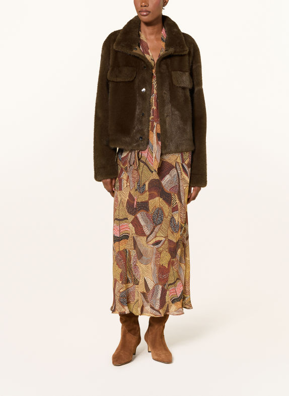 LUISA CERANO Faux Fur Jacket BROWN