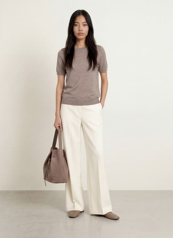 darling harbour Strickshirt aus Merinowolle STONE MELANGE