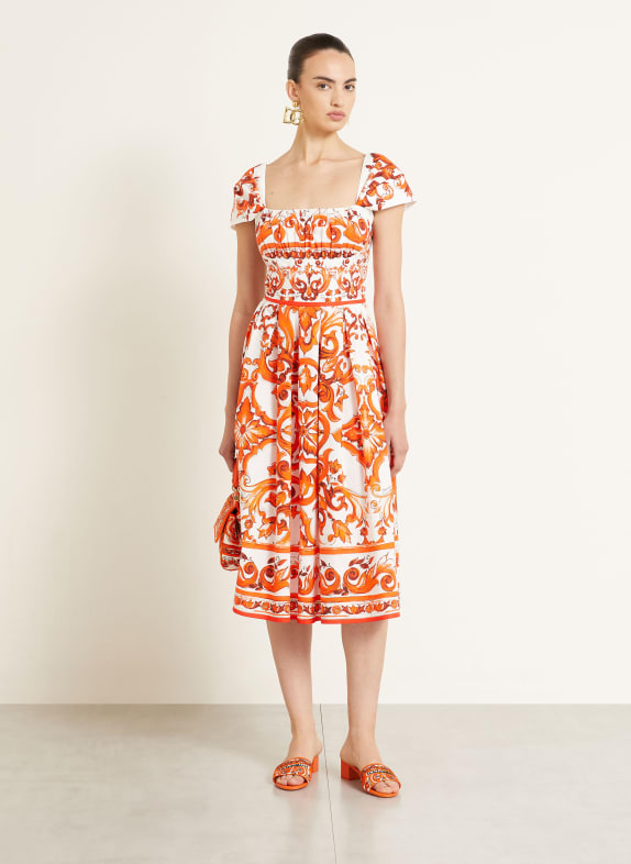 DOLCE & GABBANA Kleid ORANGE / WEISS