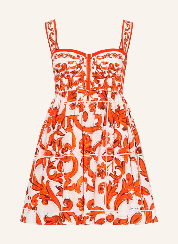 DOLCE & GABBANA Cocktailkleid ORANGE / WEISS