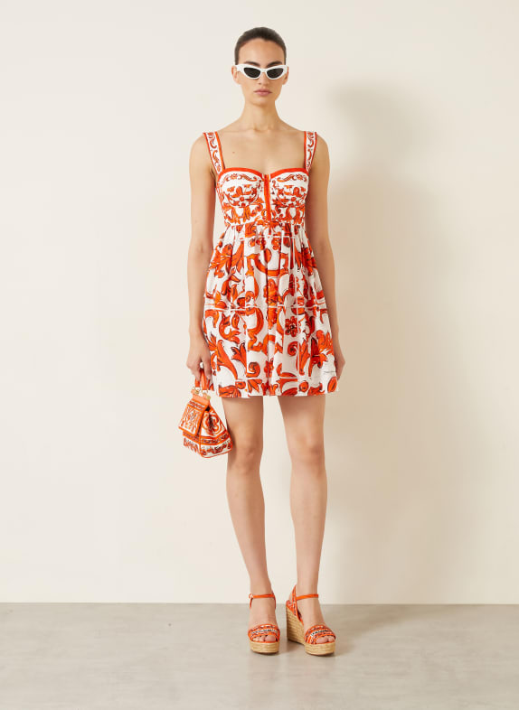 DOLCE & GABBANA Cocktailkleid ORANGE / WEISS