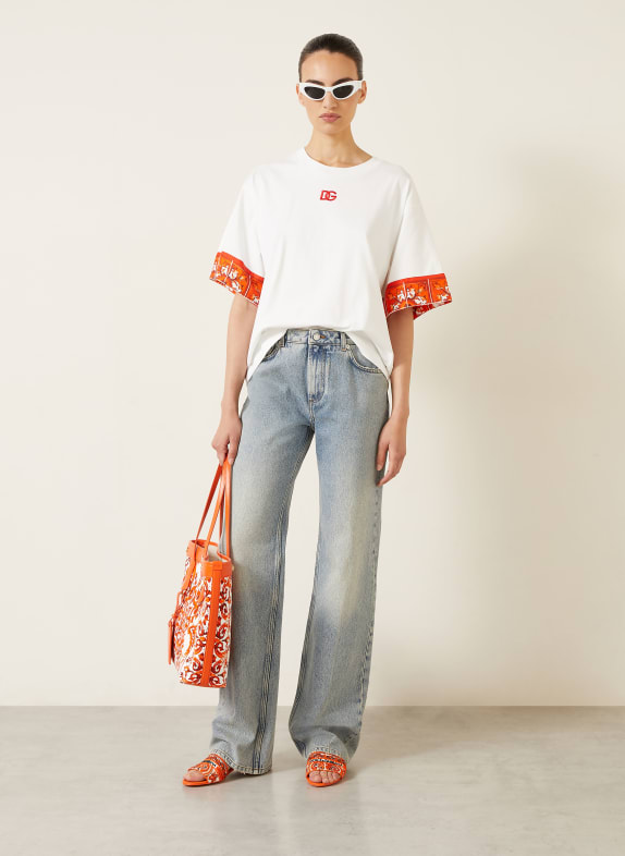 DOLCE & GABBANA T-shirt WIT / ORANJE