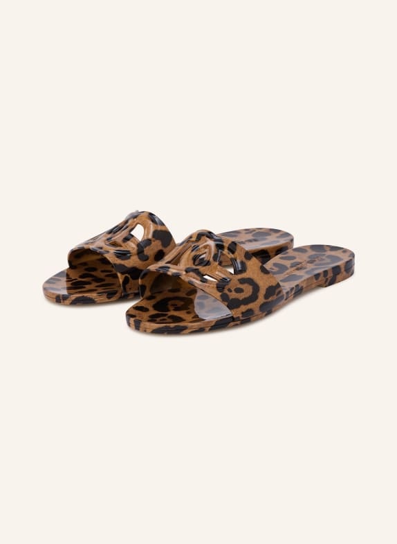 DOLCE & GABBANA Pantofle s výřezy HNĚDÁ / ČERNÁ