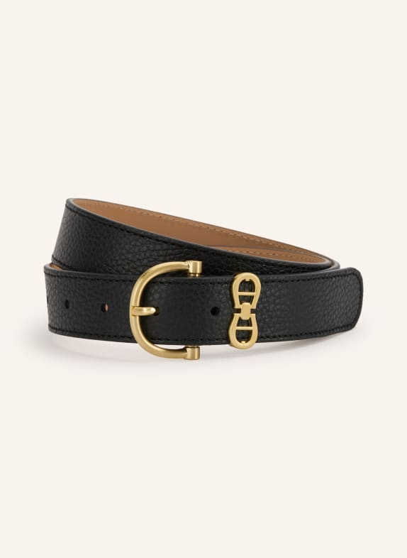 AIGNER Leather belt BLACK / GOLD