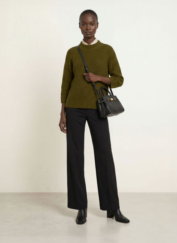lilienfels 3/4-sleeve sweater with cashmere OLIVE