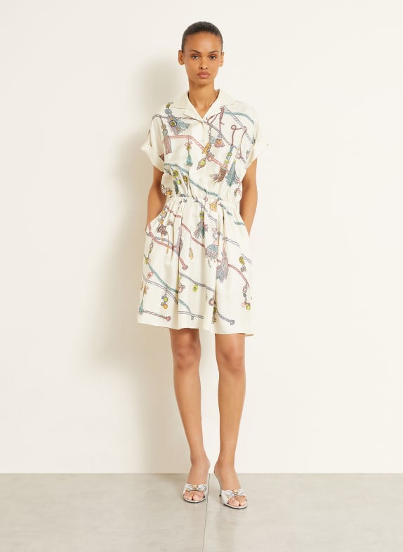 VERSACE Robe en soie CRÈME / ROUGE / VERT