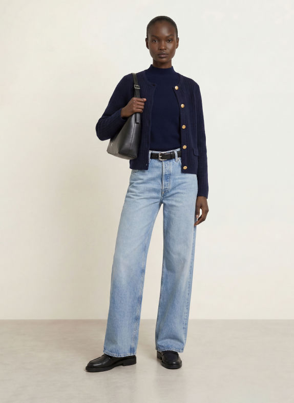 lilienfels Spencer zonder mouwen met kasjmier DONKERBLAUW