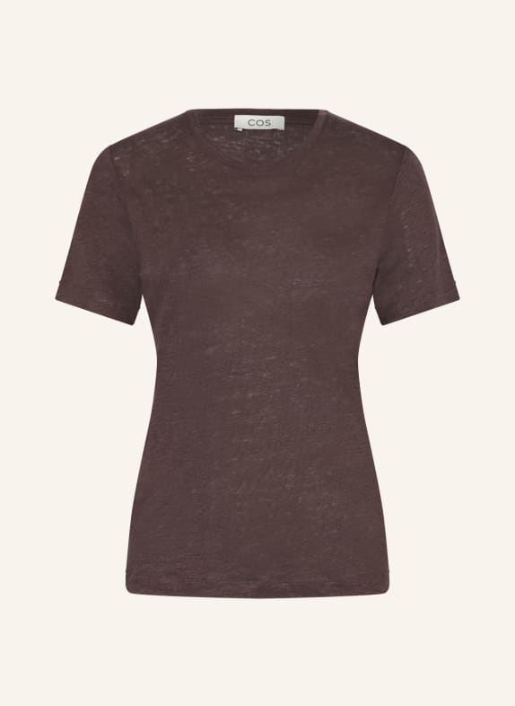 COS T-Shirt aus Leinen DUNKELBRAUN