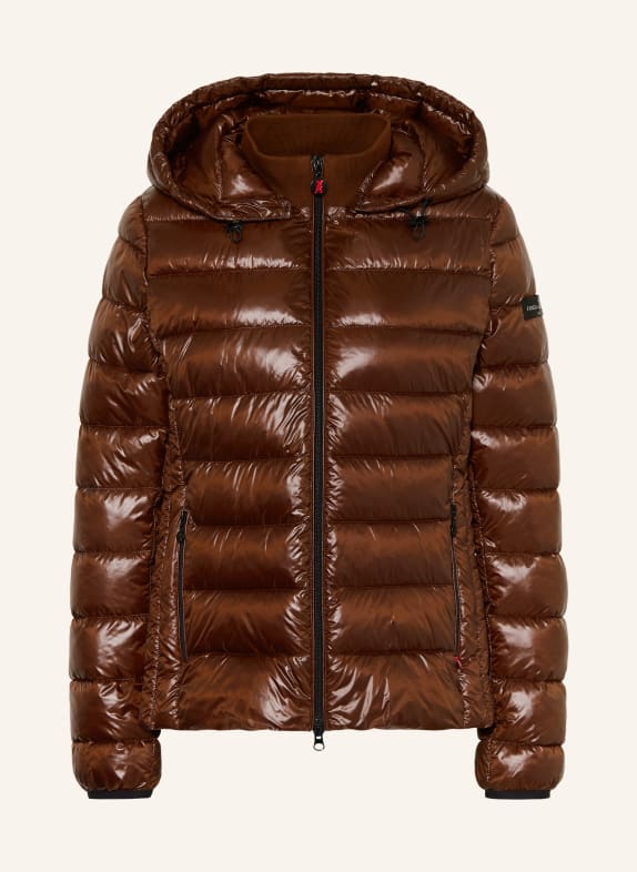 FRIEDA & FREDDIES WENDA Quilted Jacket with Detachable Hood DARK BROWN