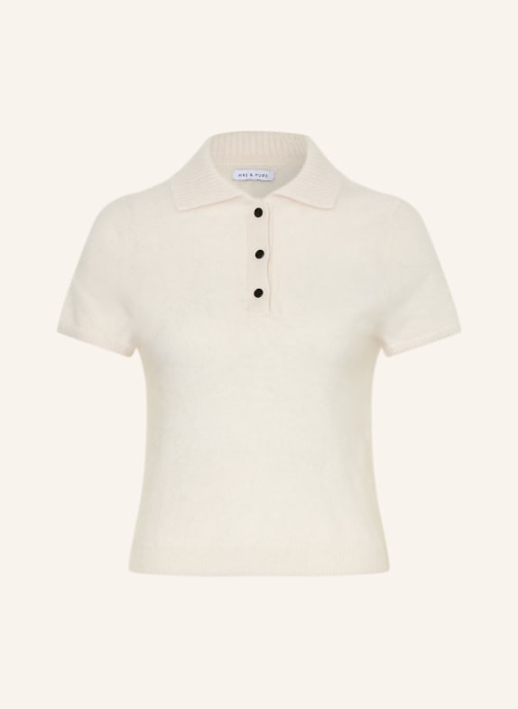 MRS & HUGS Gebreid poloshirt van kasjmier CRÈME