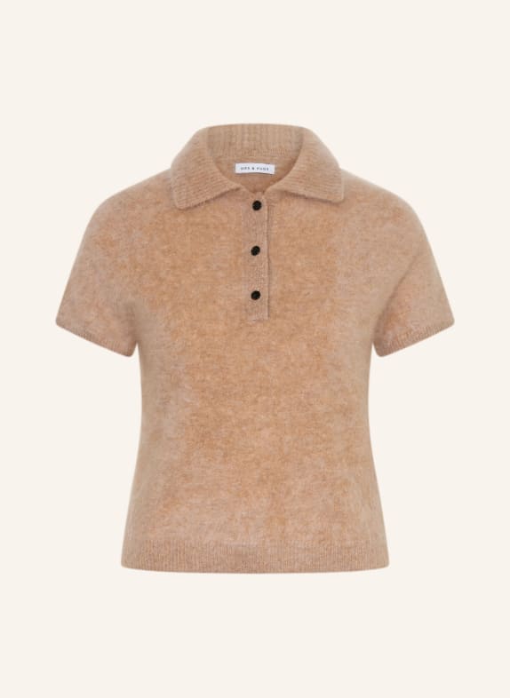 MRS & HUGS Gebreid poloshirt van kasjmier BEIGE