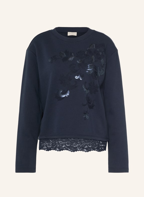 MILANO ITALY Sweatshirt met pailletten en kant DONKERBLAUW