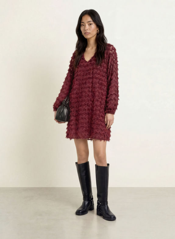 SELECTED Oversized dress DARK RED