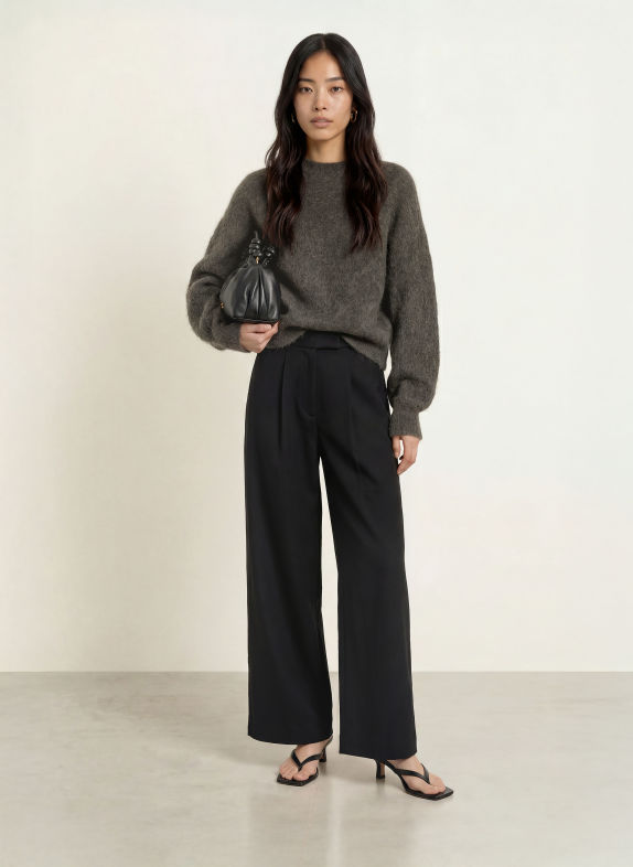 SELECTED Pullover mit Mohair DUNKELGRAU