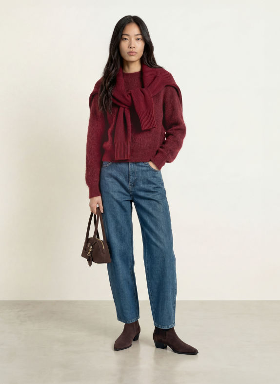 SELECTED Sweater with mohair DARK RED