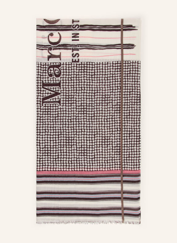 Marc O'Polo Écharpe BLANC / MARRON FONCÉ / VIEUX ROSE