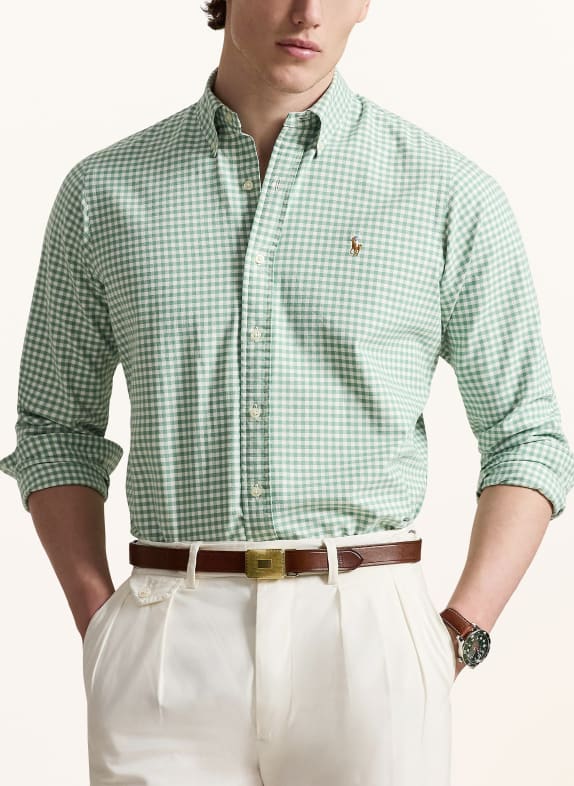 POLO RALPH LAUREN Koszula Custom Fit JASNOZIELONY / BIAŁY