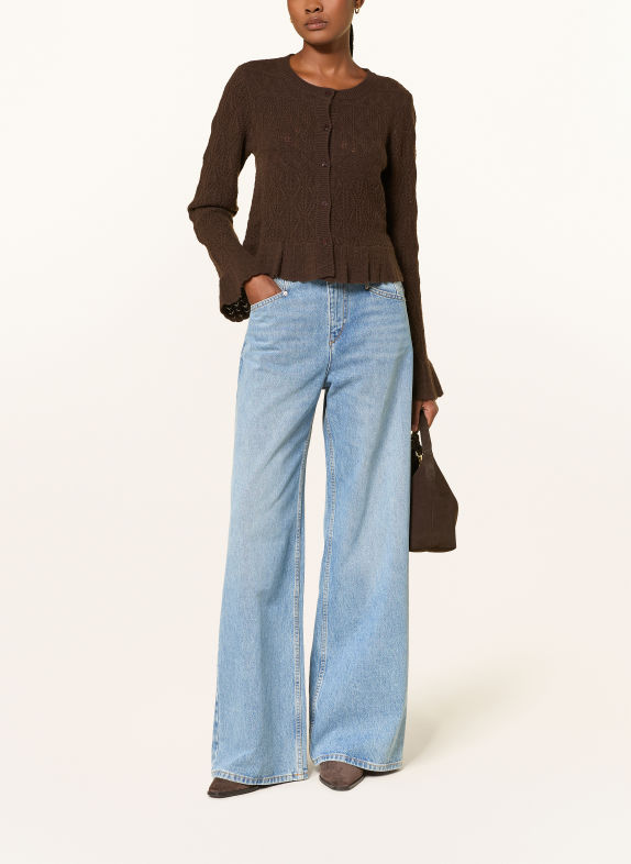 MRS & HUGS Strickjacke mit Cashmere DUNKELBRAUN