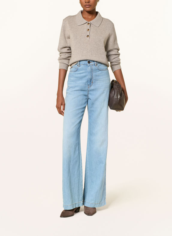 MRS & HUGS Strick-Poloshirt mit Cashmere TAUPE
