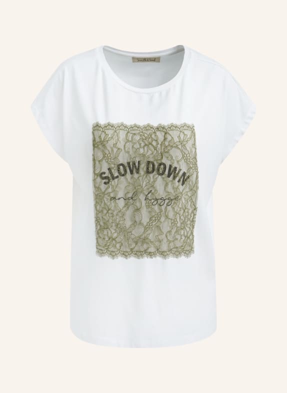 Smith & Soul T-Shirt mit Spitze WEISS / OLIV / SCHWARZ