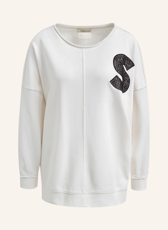 Smith & Soul Sweatshirt with lace CREAM / DARK BROWN