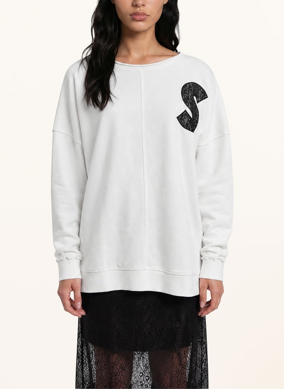 Smith & Soul Sweatshirt met kant CRÈME / MARRON FONCÉ