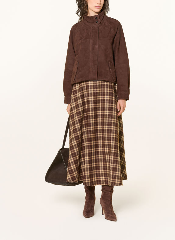 GRACE & MILA Flanellrock ADONIA DUNKELBRAUN / CAMEL / TAUPE
