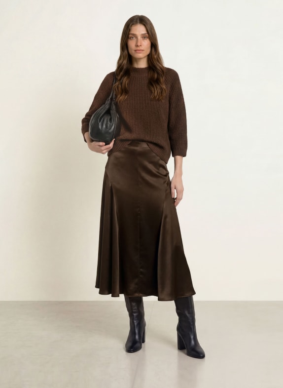 (THE MERCER) N.Y. Satijnen rok MARRON FONCÉ