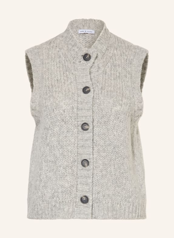 MRS & HUGS Gebreid vest LICHTGRIJS / WIT