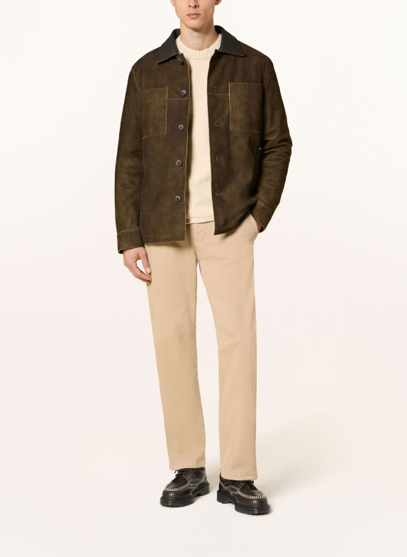 MILESTONE Leder-Overjacket MSDAMIAN DUNKELBRAUN