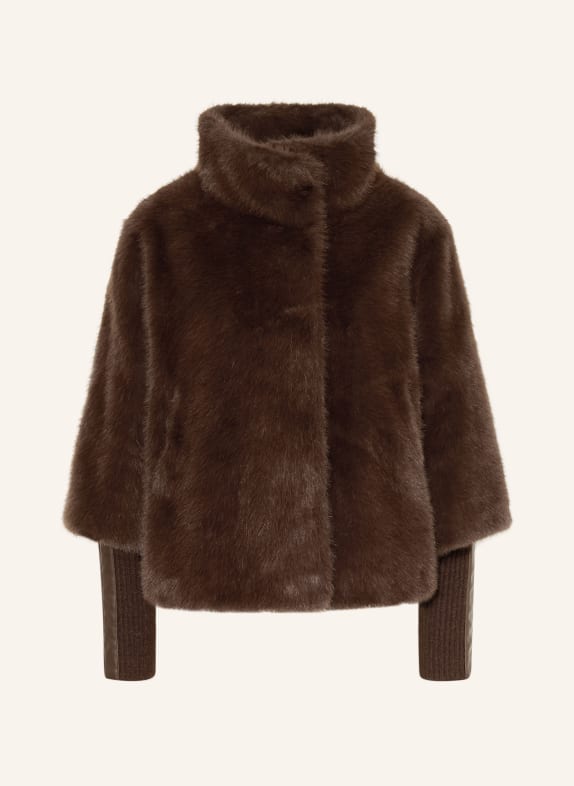 RINO & PELLE Kunstbontjas in gemengde materialen MARRON FONCÉ