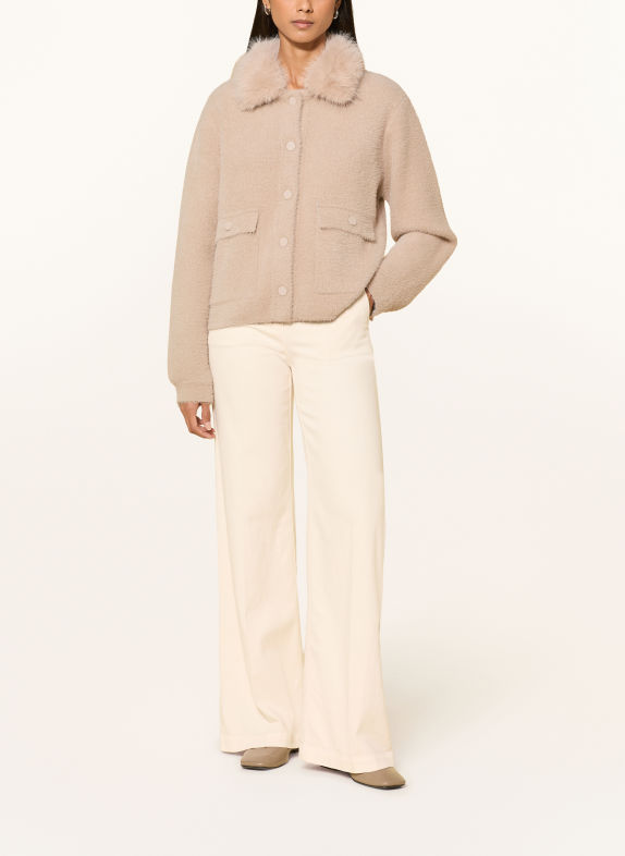 RINO & PELLE NIA Cardigan with Detachable Faux Fur BEIGE