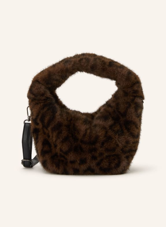 RINO & PELLE CHERYL Faux Fur Shoulder Bag DARK BROWN / BLACK