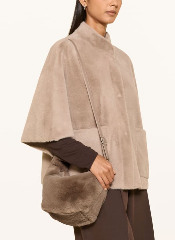 RINO & PELLE CHERYL Faux Fur Shoulder Bag BEIGE