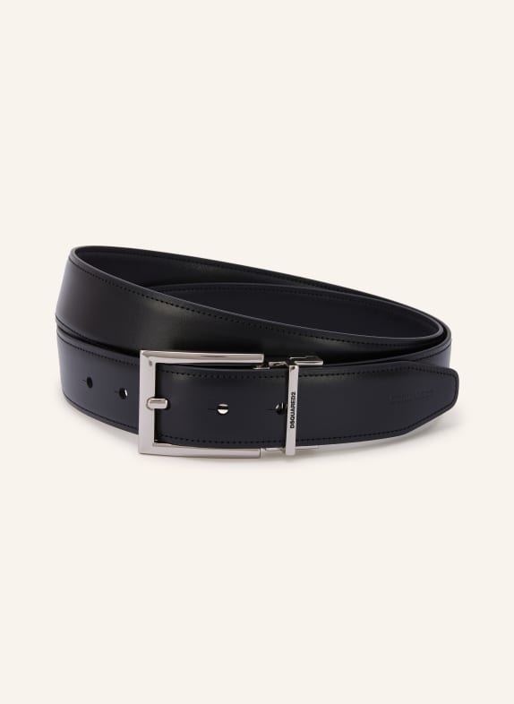 DSQUARED2 Saffiano-Ledergürtel zum Wenden mit Geschenkbox SCHWARZ / SILBER