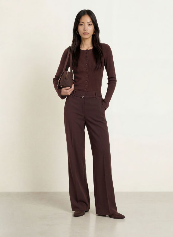 FABIENNE CHAPOT NELSAN Wide-leg trousers DARK BROWN