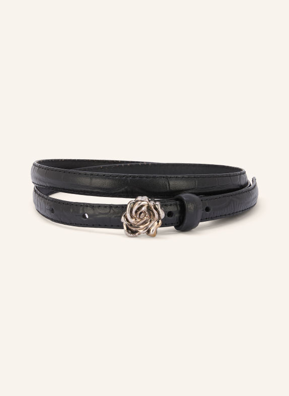 FABIENNE CHAPOT Läderbälte ROSE SVART / SILVER