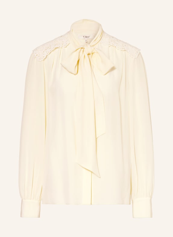 Chloé Blouse à lavallière en soie avec dentelle BLANC