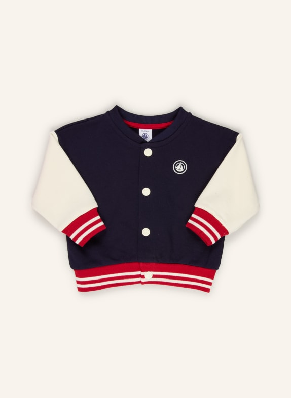 PETIT BATEAU Collegejacke DUNKELBLAU / ECRU / ROT