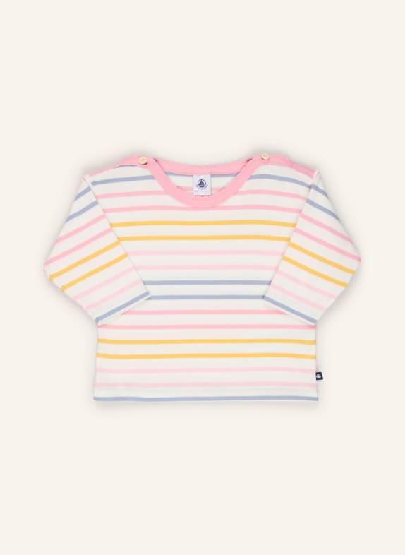 PETIT BATEAU Haut à manches longues BLANC / ROSE / JAUNE