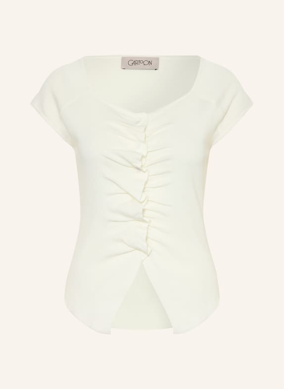 CARTOON Knitted shirt with ruffles WHITE