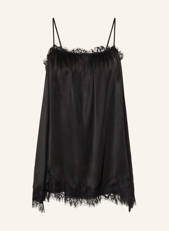 black palms LINGY Satin Top with Lace BLACK