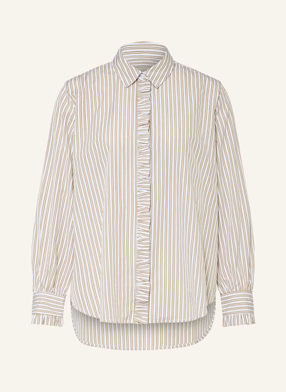 lilienfels Ruffled shirt blouse OLIVE / WHITE
